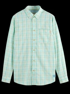Online Scotch & Soda Neon check shirt NeonLimeCheck