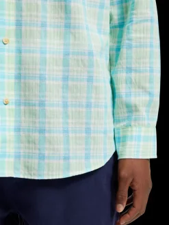 Online Scotch & Soda Neon check shirt NeonLimeCheck