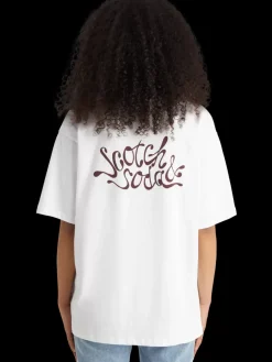 Discount Scotch & Soda Oversized fit t-shirt with front and back artwork White