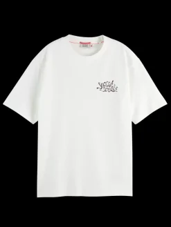 Discount Scotch & Soda Oversized fit t-shirt with front and back artwork White