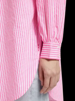Fashion Scotch & Soda OVERSIZED POPLIN SHIRT IN FLUO PINK /WHITE STRIPE ComboS