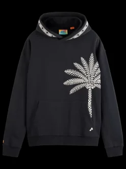 Online Scotch & Soda Palm tree embroidery hoodie Black