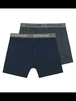 Clearance Scotch & Soda 2PK MENS COTTON MODAL KNIT BOXER BRIEF UNDERWEAR Navy