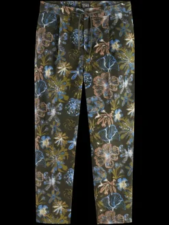 Clearance Scotch & Soda Pleated loose tapered  printed velvet jogger MilitaryNightFlower
