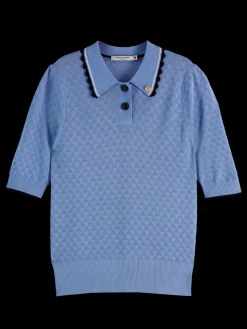 Clearance Scotch & Soda Pointelle collared knitted tee