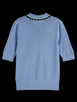 Clearance Scotch & Soda Pointelle collared knitted tee