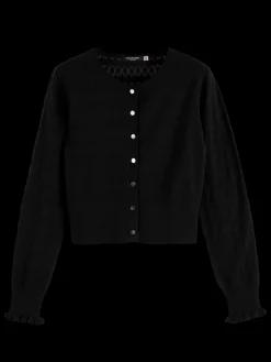 Online Scotch & Soda Pointelle crew neck cardigan