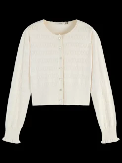 Online Scotch & Soda Pointelle crew neck cardigan
