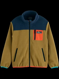New Scotch & Soda POLAR FLEECE ZIP-THROUGH JACKET Night/JournalSandColourblock