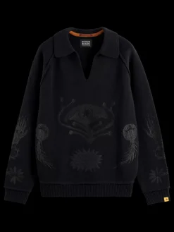 Sale Scotch & Soda POLO LONG SLEEVES  DROPPED SHOULDER SWEATER Black