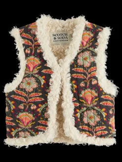 Outlet Scotch & Soda PRINTED GILET WITH FAUX FUR SanFranFlower