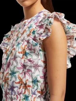 Discount Scotch & Soda PRINTED MAXI COTTON VOILE DRESS Starfish