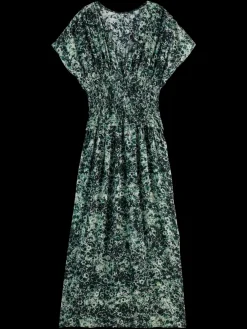 Discount Scotch & Soda PRINTED MODAL SMOCK WAIST MAXI DRESS ShiboriFloralGreen