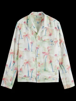 Outlet Scotch & Soda Printed tencel-hemp blouson PalmtreeHawaiiAOP