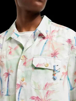 Outlet Scotch & Soda Printed tencel-hemp blouson PalmtreeHawaiiAOP
