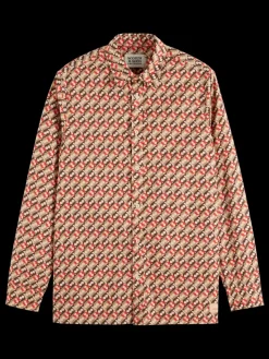 Outlet Scotch & Soda Regular fit geo-print shirt NieuwAmsterdamDitsyBeige