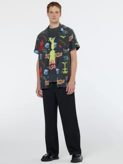 Outlet Scotch & Soda Regular fit short sleeve AOP viscose shirt ParkGreenAOP