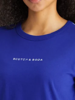 Fashion Scotch & Soda Regular fit t-shirt with flatlock detail ElectricBlue