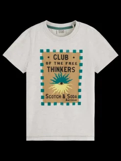 Sale Scotch & Soda REGULAR-FIT ARTWORK T-SHIRT LightGreyMelange