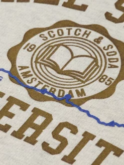 Discount Scotch & Soda REGULAR-FIT LOGO CARRIER CREW EcruMelange