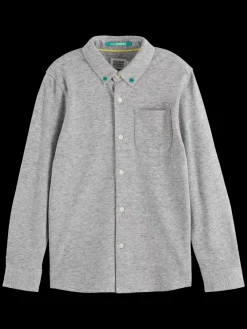 Sale Scotch & Soda REGULAR-FIT PIQUE SHIRT GreyMelange