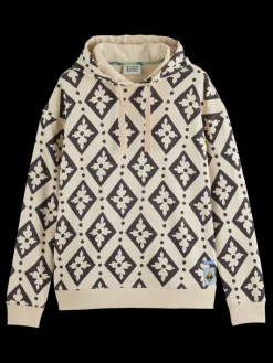 Discount Scotch & Soda Relaxed fit aop hoodie ParchmentGeoFlower