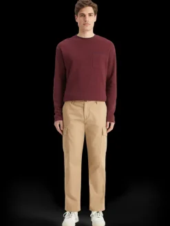 Online Scotch & Soda Relaxed fit blanket stitch slub longsleeve t-shirt Wine