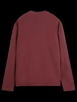 Online Scotch & Soda Relaxed fit blanket stitch slub longsleeve t-shirt Wine