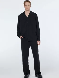Clearance Scotch & Soda Relaxed fit jacquard sateen shirt Black