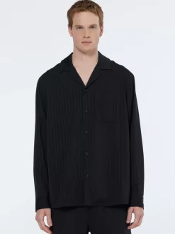 Clearance Scotch & Soda Relaxed fit jacquard sateen shirt Black