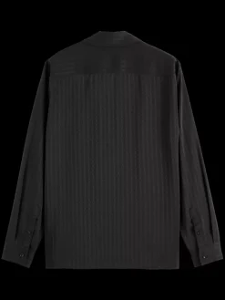 Clearance Scotch & Soda Relaxed fit jacquard sateen shirt Black