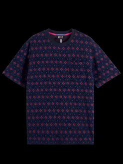 Outlet Scotch & Soda Relaxed fit jacquard t-shirt NightBookcoverDitsy