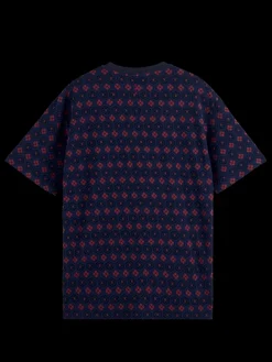 Outlet Scotch & Soda Relaxed fit jacquard t-shirt NightBookcoverDitsy