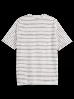 Outlet Scotch & Soda RELAXED FIT LUREX STRIPE T-SHIRT White
