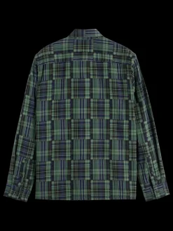 Online Scotch & Soda Relaxed fit patchwork shirt NavyCheck