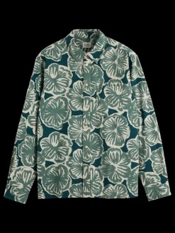 Clearance Scotch & Soda RELAXED FIT SEERSUCKER AOP SHIRT BlackFlowerAOP