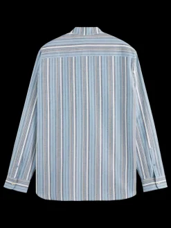 Fashion Scotch & Soda Relaxed fit structured multicolor stripe shirt BlueStripe