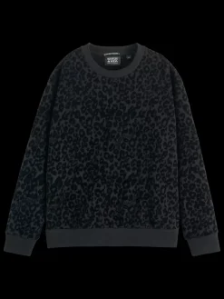 Best Scotch & Soda Relaxed fit sweatshirt with flock artwork EveningBlack