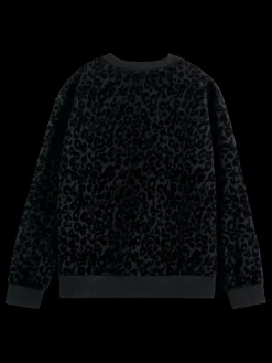 Best Scotch & Soda Relaxed fit sweatshirt with flock artwork EveningBlack