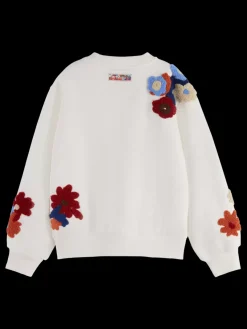 Online Scotch & Soda RELAXED-FIT EMBROIDERED CREWNECK OffWhite