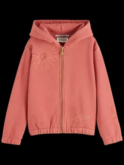 Sale Scotch & Soda RELAXED-FIT ZIP-THROUGH HOODIE WITH EMBROIDERED ARTWORKS Negroni