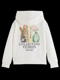 Discount Scotch & Soda RELAXED-FIT ZIP-THROUGH HOODIE WITH ARTWORKS OffWhite