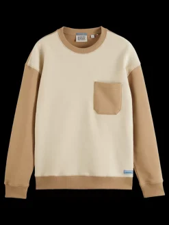 Clearance Scotch & Soda Reverse terry colourblock sweatshirt DesertSand