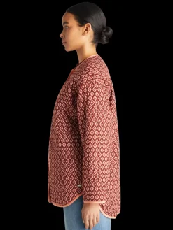 Online Scotch & Soda Reversible blockprint liner jacket GeoFlowerBordeaux