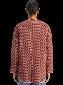 Online Scotch & Soda Reversible blockprint liner jacket GeoFlowerBordeaux