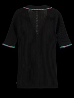 Outlet Scotch & Soda RIB COLLARED KNITTED TEE