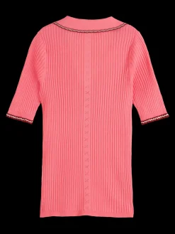 Outlet Scotch & Soda RIB COLLARED KNITTED TEE