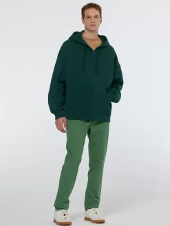 Clearance Scotch & Soda Rib insert zipped loose fit hoodie AmsterdamGreen