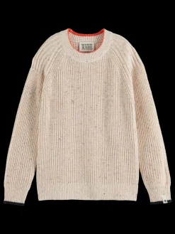Outlet Scotch & Soda RIB KIT PULLOVER IN NEPS QUALITY Ecru