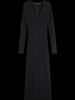 Outlet Scotch & Soda RIBBED KNITTED MIDI DRESS EveningBlack